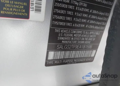 2014 Land Rover Range Rover 5.0L V8 Supercharged/5.0L V8 Supercharged Ebony Edition z USA, uszkodzony, nr VIN SALGS2TF9EA181596